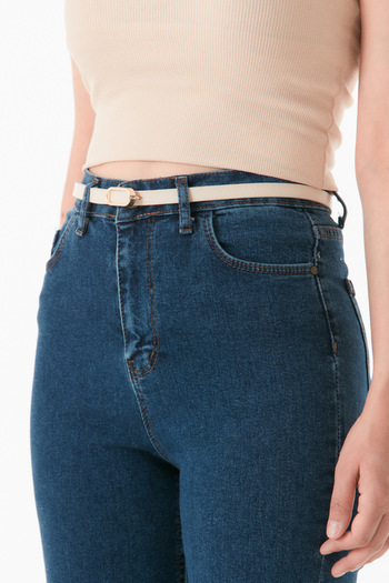 Fulla Moda Faux Leather Ellipse Belt - Buckle and Stylish