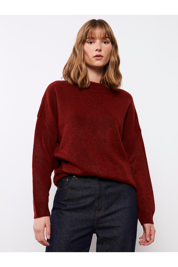 LC Waikiki Pulover de damă oversize cu mânecă lungă, cu guler rotund