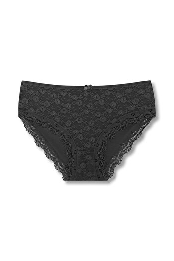 HNX Βαμβακερή δαντέλα μπροστά Ψηλόμεση Plus Size Γυναικεία κιλότα