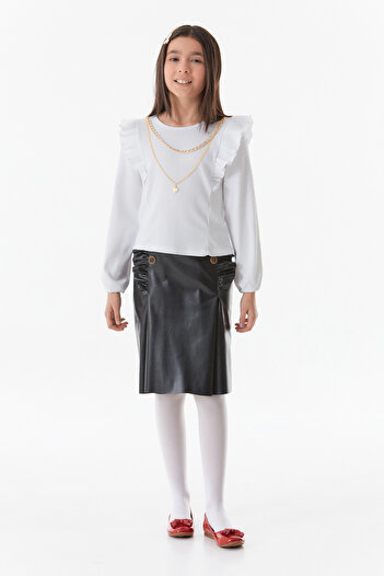 Fulla Moda Girl's Suit with Ribbed Necklace Detail