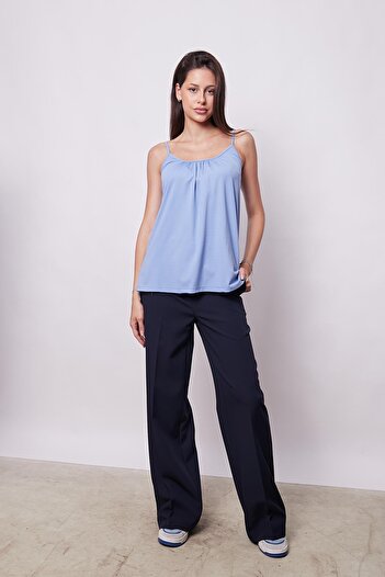Jument Stylish Women's T-shirt - Span Blended, Rope Strap, Drawstring Adjustment Strap, Light Blue