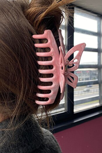 TAKIŞTIR Pink Color Butterfly Figured Bone Peg Buckle