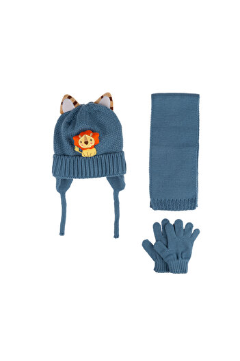 Kitti 1-4 Years Boy's Fleece Inside Scarf Beanie Gloves Set of 3