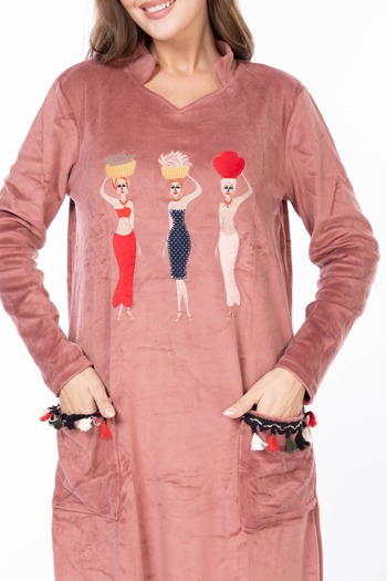 mervemoda KADIN UZUN KOL KADİFE ELBİSE