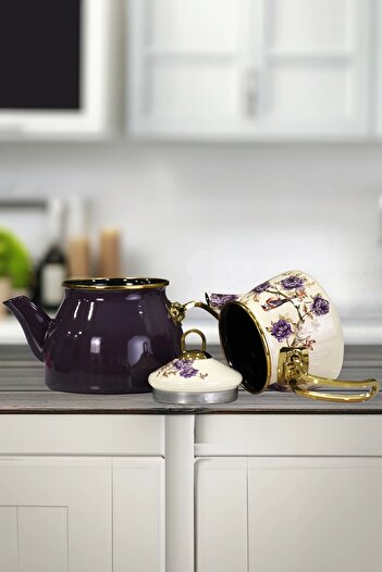 PR HOME Fiorella Gold Model Emaye Çaydanlık