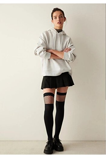 Penti Black Single Size Mesh Detailed Garter Stockings