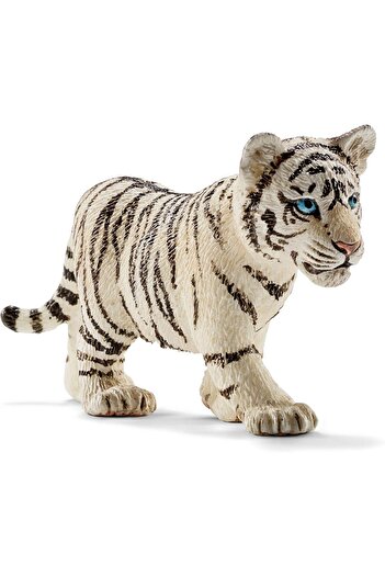 SCHLEICH 14732 White Tiger Cub Figure – Realistic Wild Cat Model for Kids (Ages 3–8)