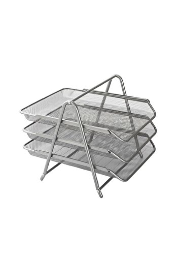 KRAF Perforated Document Shelf Metal 3 Tiers Gray