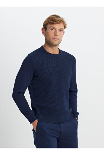 ALTINYILDIZ CLASSICS Altınyıldız Classics Crew Deck Standard Navy Blue Pulover pentru bărbați ACE492510284/TRICOAT CREWNECK