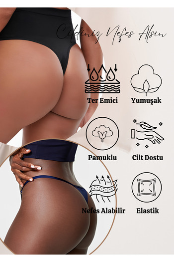 red iç giyim High Waist Strap Cotton Thong 5 Pack - Soft, Stretchy, and Lycra