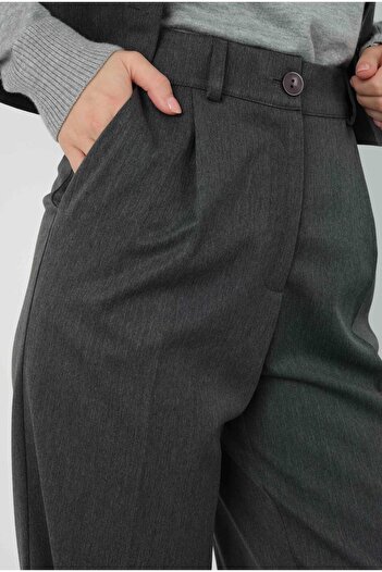HEQA High Waist Anthracite Trousers - Pleated