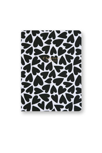 Chapters Canvas Notebook, Black & White Hearts