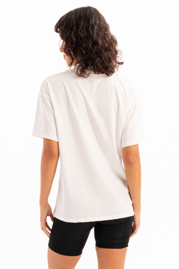 JUSTEVER Γυναικείο T-Shirt Ecru 100% Cotton Oversize Fit Crew Neck - Halo
