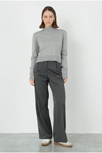 HEQA High Waist Anthracite Trousers - Pleated