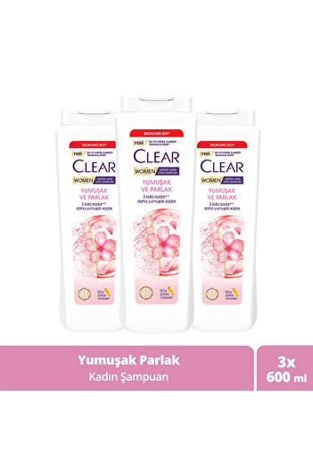 Clear Soft Shiny Cherry Blossom Essence - Nourishing Shampoo Effective Against Dandruff, 600 ml X3