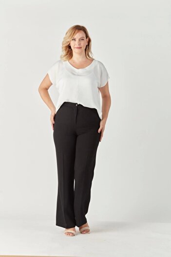 Moda Berray 316 Black Crepe Large Size Full Fit Style Trousers