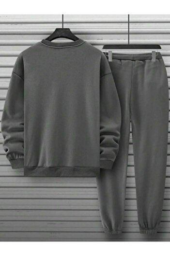 Altamira Σετ ανδρικής φόρμας Smoke Grey Balance με στάμπα Oversize Crew Neck