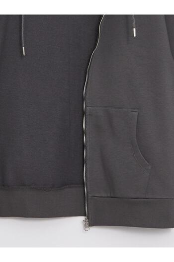 LC Waikiki Xside Hooded Plain Long Sleeve Oversize Women's Zippered Sweatshirt (W4)