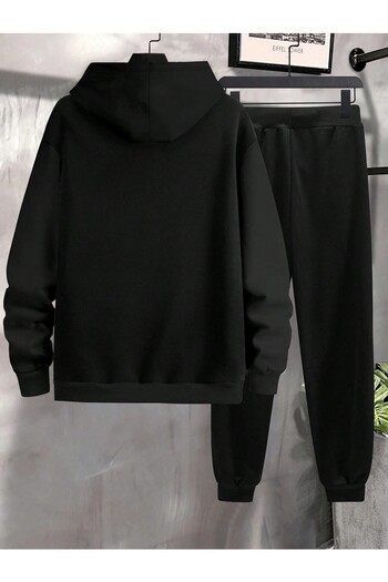MODARİCH Nasa Flag Patterned Black Jogger Tracksuit Set - Hooded