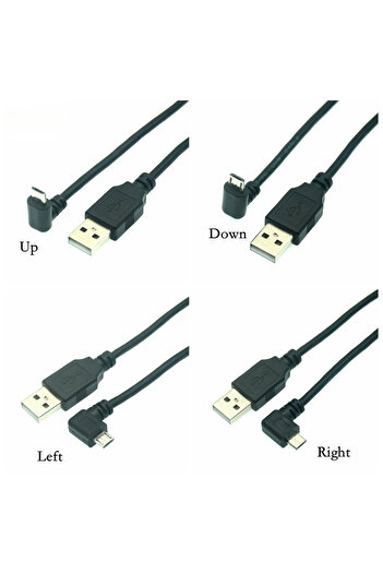 Choice 25cm Left Up Down Left Right Angled 90 Degree USB Micro USB Male To USB Male Data Charge Connector S