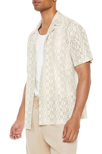 Forever 21 Dokulu Dantel Geo Desenli Gömlek