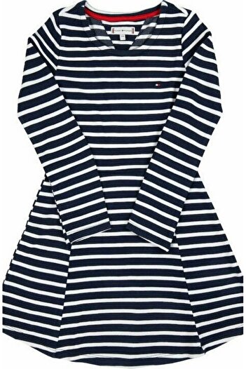 Tommy Hilfiger Viscose çocuk elbise Teen Stripe Dress