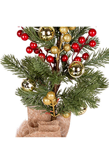 Herdekora Christmas Pine - Decoration Table, Rattles, Gold Berry, Red-Gold 14X38 cm