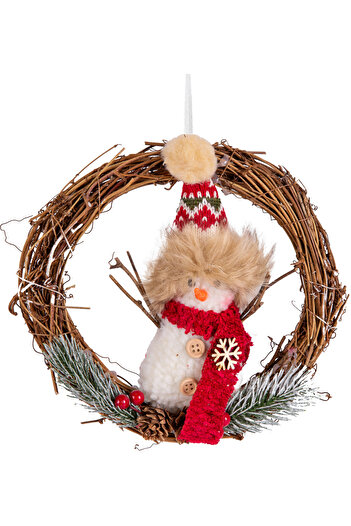 Herdekora Christmas Ornament Garland with Snowman Figure Green-Red 20X20 Cm.