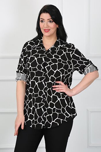 By Alba Collection Γυναικείο χιτώνα από βαμβακερή βισκόζη με μαύρο σχέδιο