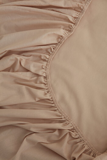 Karaca Home Beige Colored Basic 100% Cotton Single Elastic Sheet