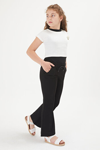 Cansın Mini Girl's 3-Piece Set with White Cropped Tank Top 16053