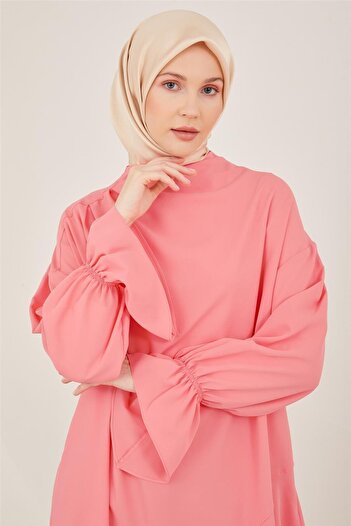 Armine Etek Ucu Volanlı Tunik 23y4423 Şeker Pembe