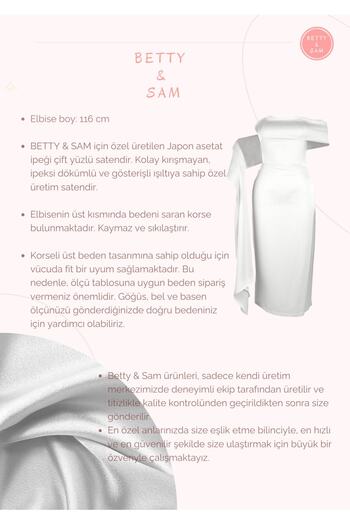 BETTY & SAM Şal Detaylı Kalem Etek Beyaz Nikah Elbisesi