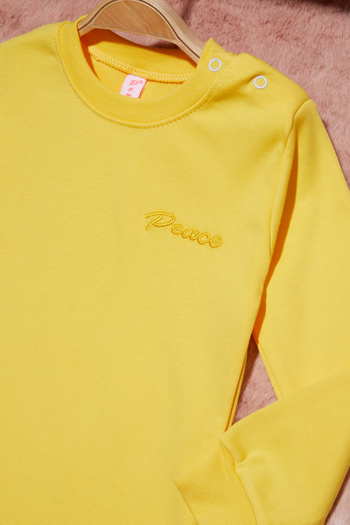 Cansın Mini Sarı Yazı Nakışlı Kız Çocuk Çıtçıtlı Sweatshirt 16415