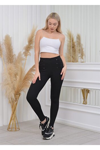 CEDY DENIM Women's Button Detailed Recovery Seasonal Steel Interlock Tights