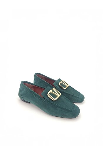 Seniorah Green Suede Leather Women's Ballerinas - Carre