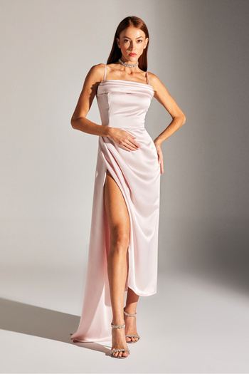BETTY & SAM Drapiertes Kleid mit Trägern in violettem Puder