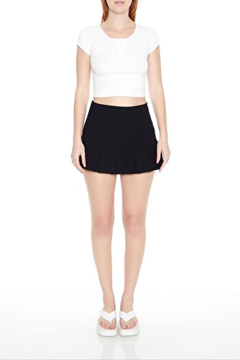 Forever 21 Kalın Pileli Mini Etek