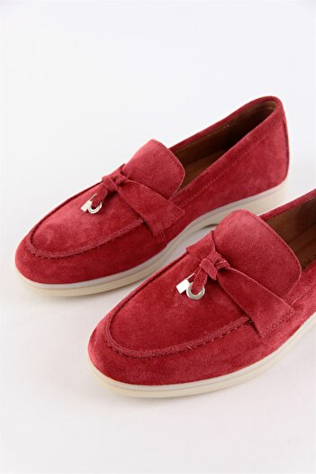 NILUFARR Lou Burgundy Suede Genuine Suede Women's Casual Shoes