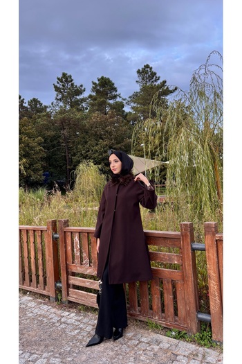 Aranlı tekstil Fur-Lined Collar Women's Coat