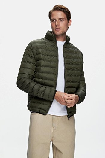 UCLA Ανδρικό παλτό NORTHWIN Green Polyester Standard Fit με φερμουάρ και τσέπες