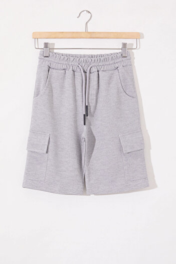 Cansın Mini Boy's Gray Shorts - With Cargo Pocket and Waist Elastic 18800