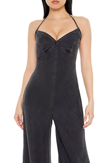 Forever 21 Halter Yaka Wide-Leg Tulum