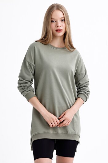 MD trend Women's Crew Neck Long Back Casual Tunic Sweatshirt