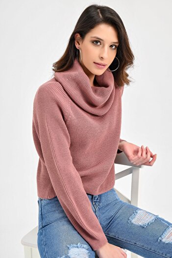 CHUBA Kadın Degaje Balıkçı Yaka Kısa Selanik Triko Kazak 20w106