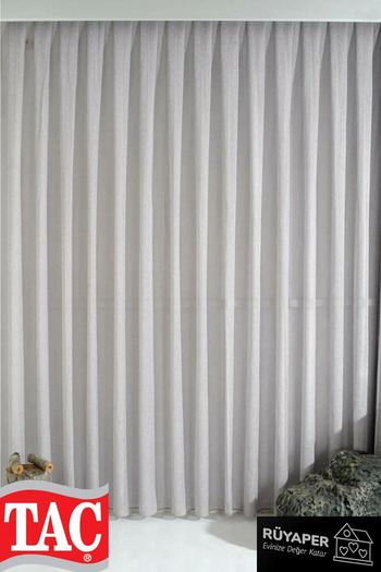 Taç New Season Gray Natural Linen Tulle - Does Not Want to Iron, Close Pleated Dreamers