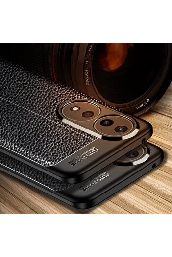 Fibaks Honor 90 Case with Camera Protruding Leather Look Stitching Pattern Protective Cover Case