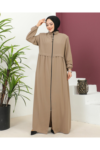 Nevayla Moda Beige Large Size Crepe Ferace