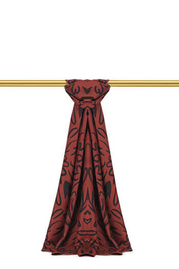 Bursa İpek Burgundy Spring Pattern Twill Silk Shawl
