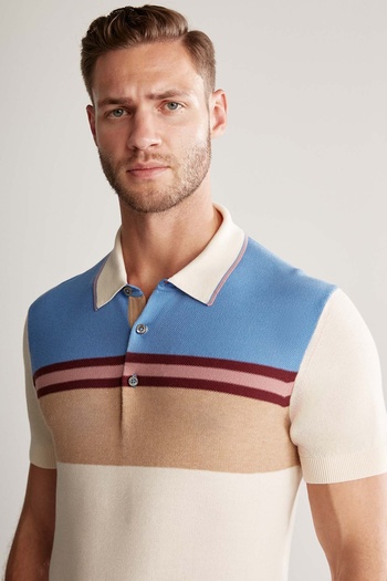 Hemington Stripe Pattern Cream Color Knitwear Polo
